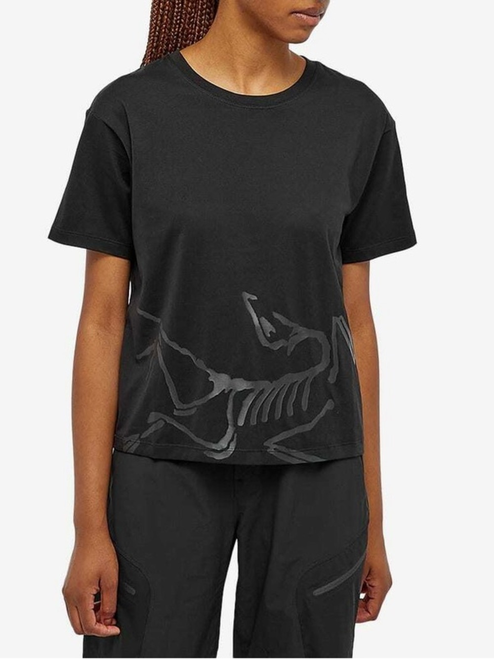Arc'teryx Women's Birdmark Crop T-Shirt in Black Women’s size Medium